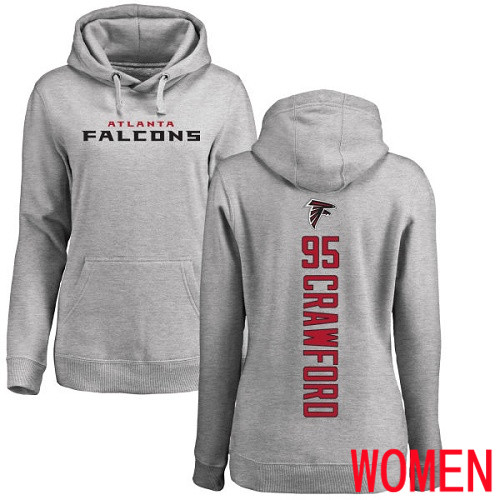 Atlanta Falcons Ash Women Jack Crawford Backer NFL Football 95 Pullover Hoodie Sweatshirts